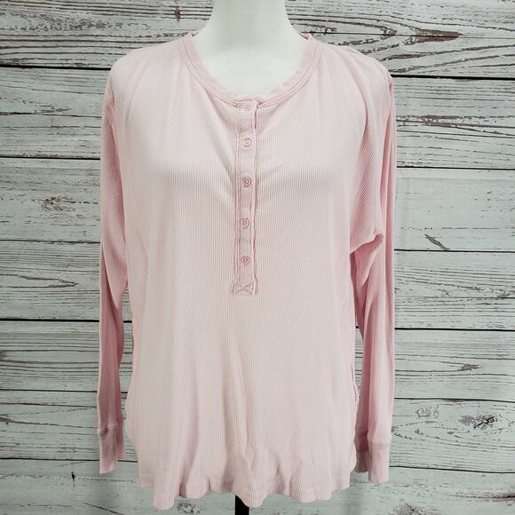 J.CREW Women's Light Pink Ribbed Stretch Long Sleeve Top Size XXL - Picture 1 of 14